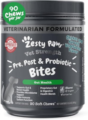 Zesty Paws Vet Strength Pre, Post & Probiotic Bites Soft Chews for Dogs Chicken & Harvest Vegetable 90 Count 12.6-oz
