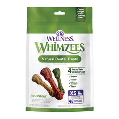 Whimzees Brushzees Natural Dental Treats for X-Small Dogs 5-15 lbs 48 Count 12.7-oz