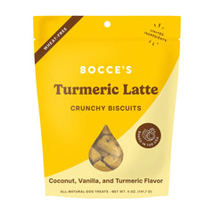 Bocce's Bakery Tumeric Latte Crunchy Biscuits Dog Treats Coconut Vanilla & Turmeric 5-oz