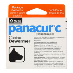 Panacur C Canine Dewormer fenbendazole 4 Gram Pack for Dogs Up To 40 lbs 3 Count Red