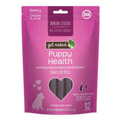Get Naked Puppy Health Grain-Free Dental Stick Chicken Dog Treats Small 6.2-oz