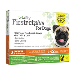 Vetality Firstect Plus Flea & Tick for Small Dogs 6-22 lbs 3 Count