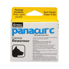 Panacur C Canine Dewormer Fenbendazole 1 Gram Pack for Dogs Up To 10 lbs 3 Count Yellow