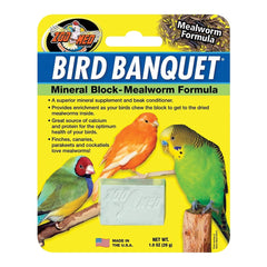 Zoo Med Bird Banquet Mealworm Formula Mineral Block Green Small 1-oz