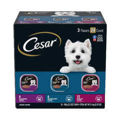 Cesar Filets in Gravy Adult Wet Dog Food Variety Pack Prime Rib, Filet Mignon, New York Strip 24 Count 3.5-oz