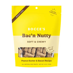 Bocce's Bakery Bac'n Nutty Soft & Chewy Dog Treats Peanut Butter & Bacon 6-oz