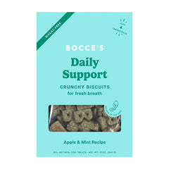 Bocce's Bakery Daily Support Breath Aid Crunchy Biscuits Dog Treats Apple & Mint 12-oz