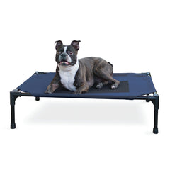 K&H Pet Products Original Pet Cot Elevated Dog Bed Mesh Blue/Black Medium 25 X 32 X 7 in