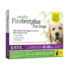 Vetality Firstect Plus Flea & Tick for Large Dogs 45-88 lbs 3 Count