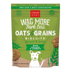 Cloud Star Wag More Bark Less Oats & Grains Biscuits Dog Treats Chicken & Carrots 3-lb