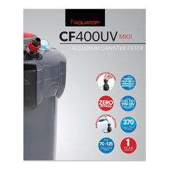Aquatop CF-400UVMKII 4-Stage 370 GPH Canister Filter w/ Vortex Prime & 9W UV