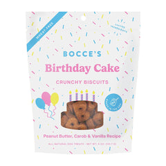 Bocce's Bakery Birthday Cake Crunchy Biscuits Dog Treats Peanut Butter Carob & Vanilla 5-oz