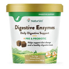 NaturVet Digestive Enzymes Plus Pre and Probiotic Soft Chews for Dogs 70 Count 5.9-oz