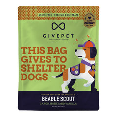 Givepet Beagle Scout Grain-Free Premium Soft Chewy Dog Treats Carob, Honey & Vanilla 6-oz
