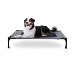 K&H Pet Products Original Pet Cot Elevated Dog Bed Mesh Blue/Black Large 30 X 42 X 7 in