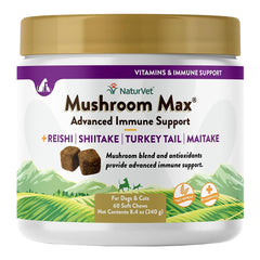 NaturVet Mushroom Max Advanced Immune Support Soft Chews for Dogs & Cats 60 Count 8.4-oz
