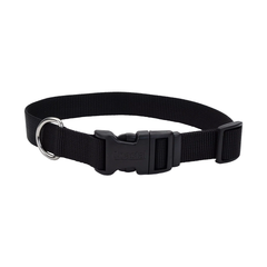 Coastal Adjustable Nylon Dog Collar with Plastic Buckle Black 5/8 in X 10-14 in