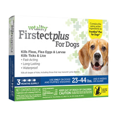 Vetality Firstect Plus Flea & Tick for Medium Dogs 23-44 lbs 3 Count