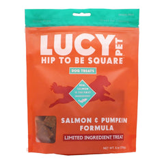Lucy Pet Products Hip to Be Square Limited Ingredient Dog Treats Salmon & Pumpkin 6-oz