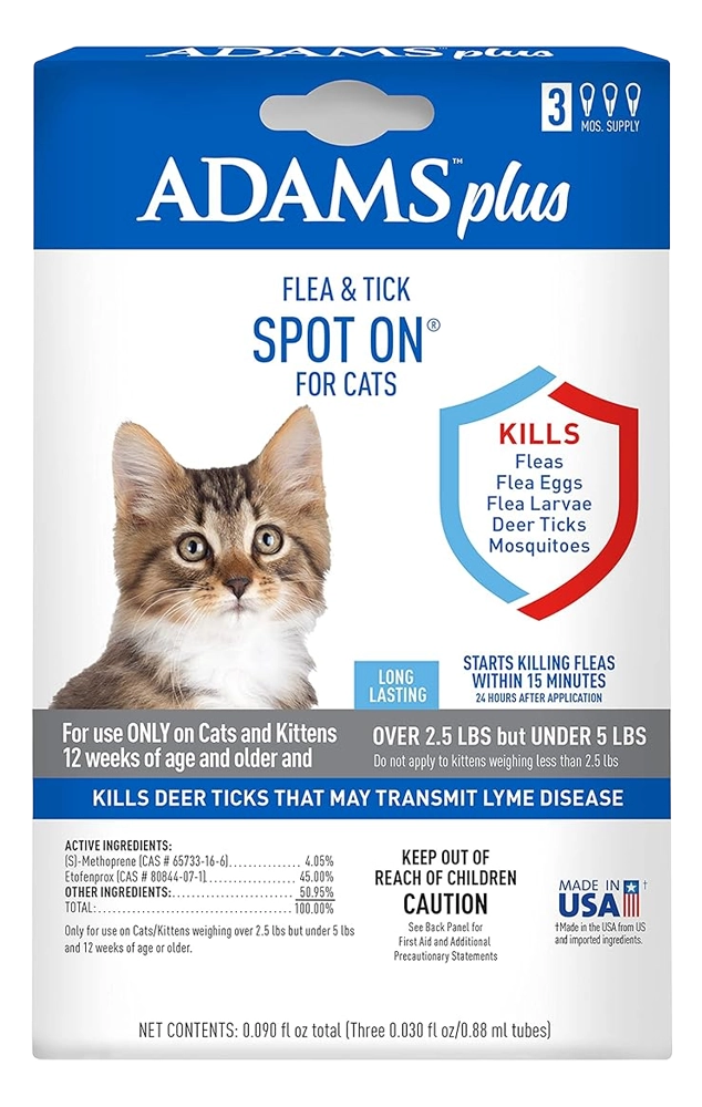 Adams Plus Flea & Tick 3 Month Supply Spot On for Cats & Kittens
