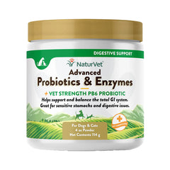 NaturVet Advanced Probiotic & Enzymes Powder for Dogs & Cats 4-oz