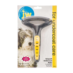 JW Pet GripSoft Undercoat Rake Regular Teeth Grey Yellow
