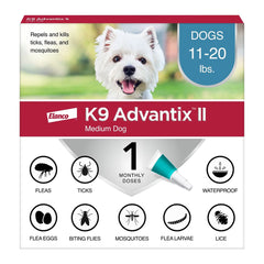 Elanco K9 Advantix II 1-Month Supply Topical Flea, Tick & Mosquito Treatment & Prevention for Medium Dogs 11-20 lbs