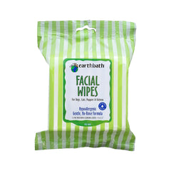 Earthbath Hypo-Allergenic Gentle No Rinse Formula Facial Wipes for Dogs & Cats 25 Count