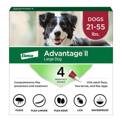 Elanco Advantage II 4-Month Supply Topical Flea Treatment & Prevention for Large Dogs 21-55 lbs