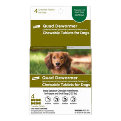 Elanco Quad Dewormer Chewable Tablets for Small Dogs 2-25 lbs 4 Count