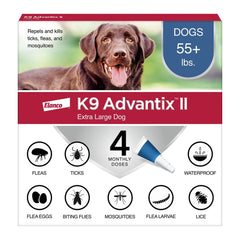 Elanco K9 Advantix II 4-Month Supply Topical Flea, Tick & Mosquito Treatment & Prevention for Extra Large Dogs Over 55 lbs