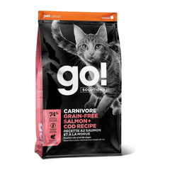 Petcurean Go! Solutions Carnivore Grain-Free Dry Cat Food Salmon & Cod 3-lb