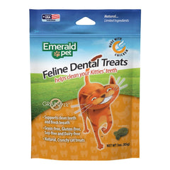 Emerald Pet Grain-Free Feline Dental Crunchy Cat Treats Chicken 3-oz