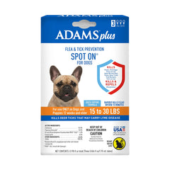 Adams Plus Flea & Tick 3 Month Supply Prevention Spot On for Medium Dogs 15 to 30 lbs Clear