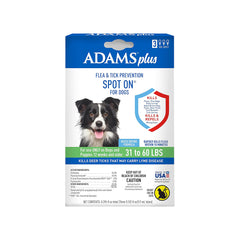 Adams Plus Flea & Tick 3 Month Supply Prevention Spot On for Large Dogs 31 to 60 lbs Clear
