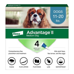 Elanco Advantage II 4-Month Supply Topical Flea Treatment & Prevention for Medium Dogs 11-20 lbs