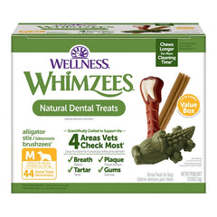 Whimzees Variety Value Box Natural Dental Dog Treats Medium 44 Count 2.9-lb