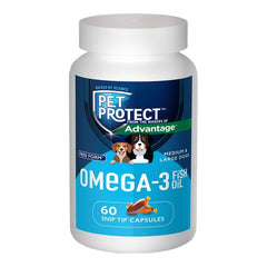 Pet Protect Free Form Omega-3 Fish Oil Snip Tip Capsule Supplements for Medium & Large Dogs 60 Count 4.34-oz