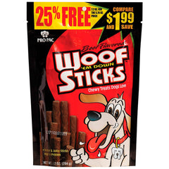 Pro Pac Woof 'Em Down Sticks Chewy Dog Treats Beef 7.2-oz