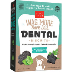Cloud Star Wag More Bark Less Dental Dog Treats Chicken, Bone Charcoal, Parsley, Peppermint 14-oz
