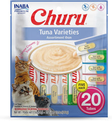 Inaba Churu Creamy Purée Tuna Variety Pack Lickable Cat Treats 0.5-oz Tubes 20 Count