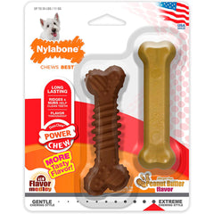 Nylabone Power Chew Durable Dog Toy Medley & Peanut Butter Small/Regular - Up To 25 lbs 2 Count