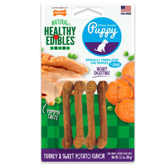 Nylabone Healthy Edibles Puppy Chew Treats Turkey & Sweet Potato XS/Petite - Up To 15 lbs 4 Count