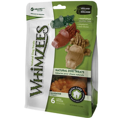 Whimzees Alligator Natural Dental Dog Treats Large 6 Count 12.7-oz
