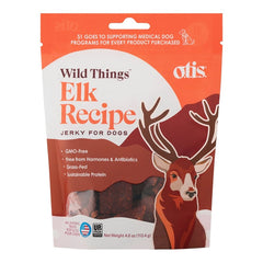 O.T.I.S. Wild Things Jerky Dog Treats Elk Recipe 4-oz
