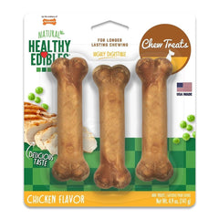 Nylabone Healthy Edibles All-Natural Long Lasting Dog Chew Treats Chicken Small/Regular - Up To 25 Ibs 3 Count