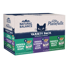 Natural Balance Ultra Platefulls Chicken Morsels in Gravy Adult Wet Cat Food Variety Pack 3-oz Pouches 12 Count