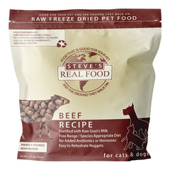 Steve's Real Food Freeze-Dried Nuggets Raw Dog & Cat Food Beef Recipe 1.25-lb