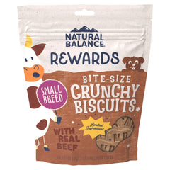 Natural Balance Pet Foods Rewards Bite-Size Crunchy Biscuits Small Breed Dog Treats Beef 8-oz