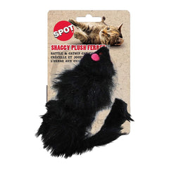 Ethical Pet Spot Shaggy Plush Ferret Rattle & Catnip Cat Toy Black Large 11-in